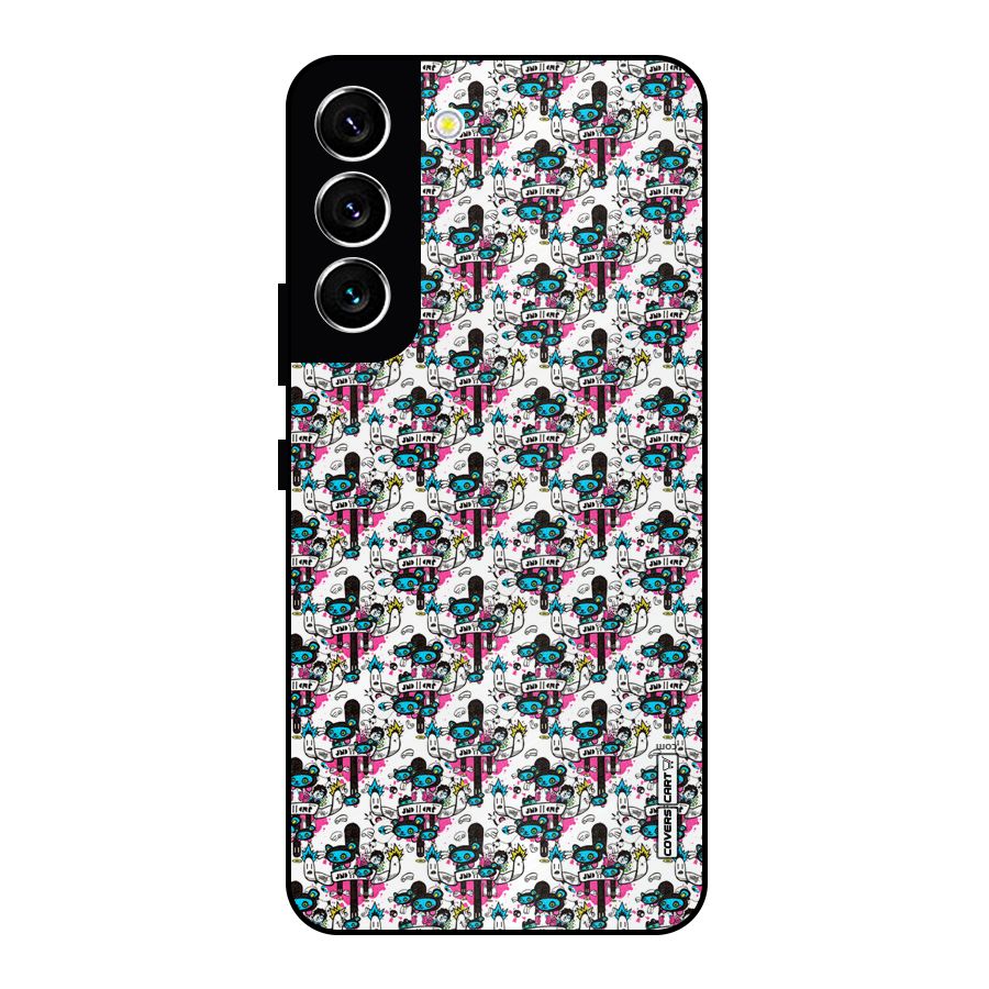 Blue Pink Pattern Metal Back Case for Galaxy S22 5G