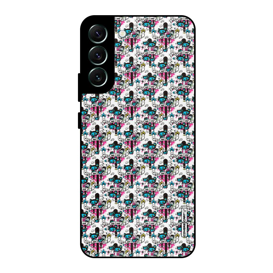 Blue Pink Pattern Metal Back Case for Galaxy S22 Plus 5G