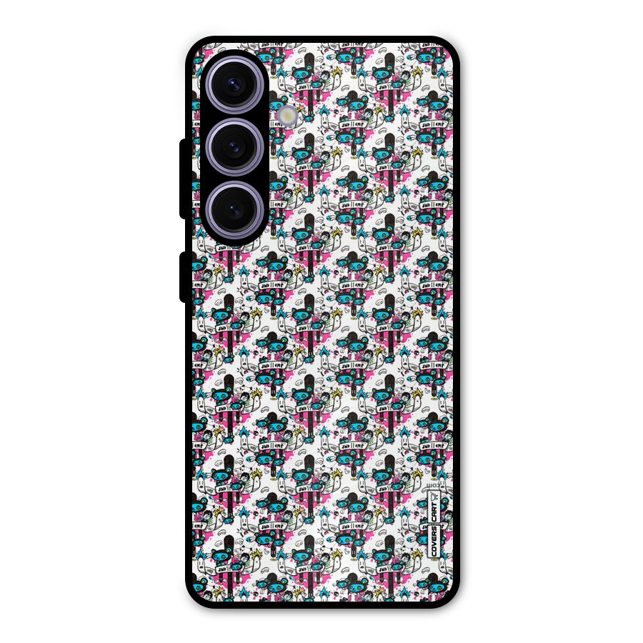 Blue Pink Pattern Metal Back Case for Galaxy S24