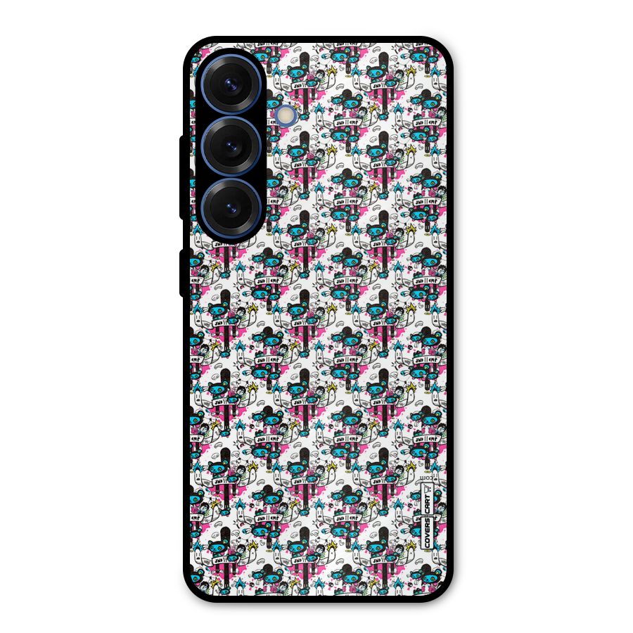 Blue Pink Pattern Metal Back Case for Galaxy S25