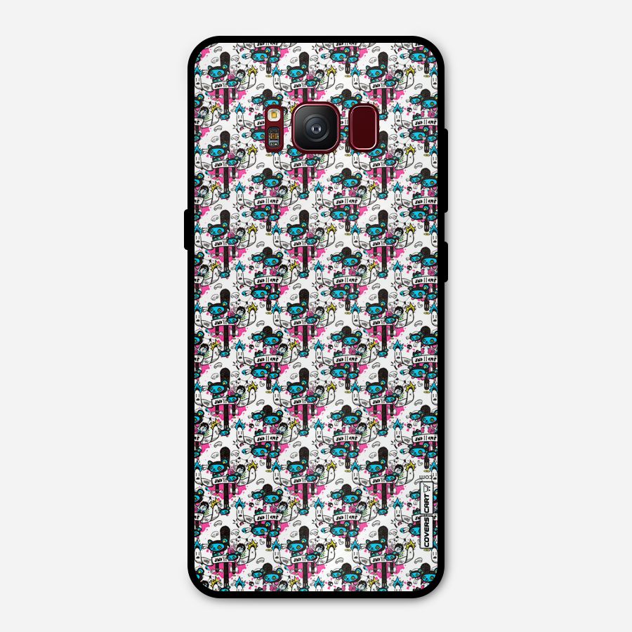 Blue Pink Pattern Metal Back Case for Galaxy S8