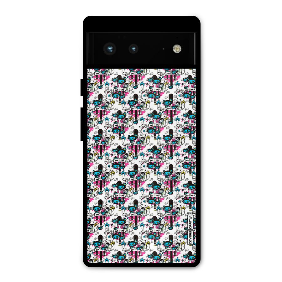 Blue Pink Pattern Metal Back Case for Google Pixel 6