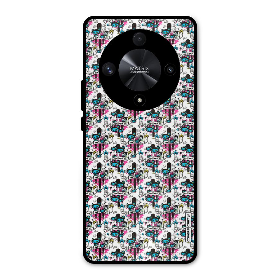 Blue Pink Pattern Metal Back Case for Honor X9b