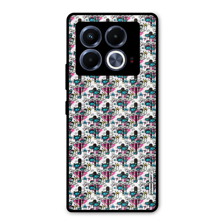 Blue Pink Pattern Metal Back Case for Infinix Note 40 5G