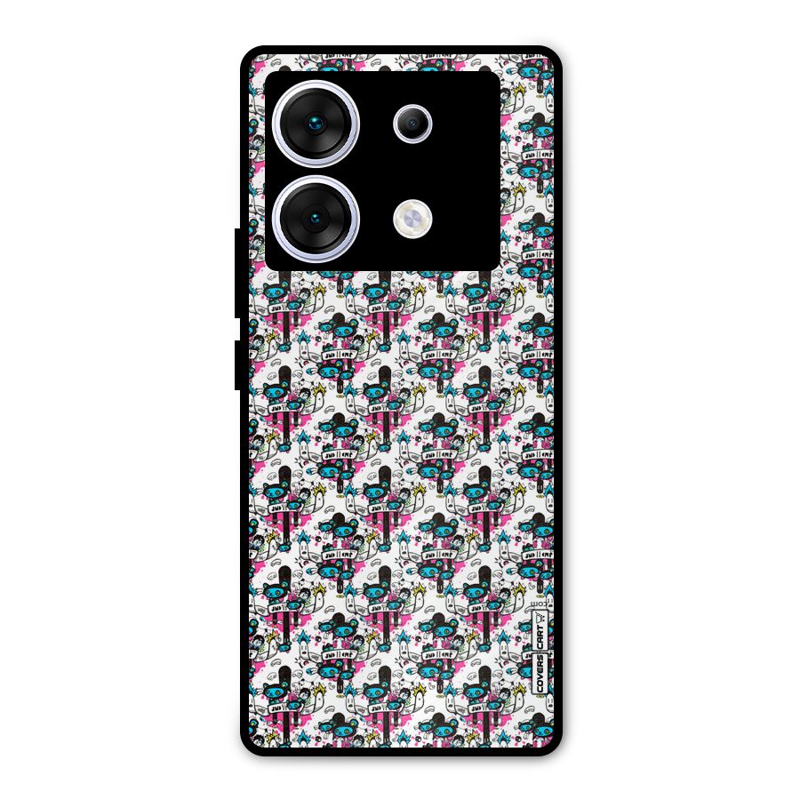 Blue Pink Pattern Metal Back Case for Infinix Zero 30 5G