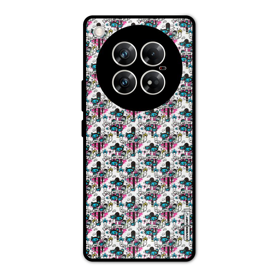 Blue Pink Pattern Metal Back Case for Infinix Zero 40 5G