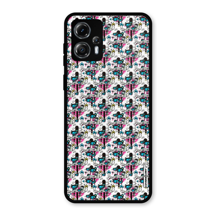 Blue Pink Pattern Metal Back Case for Moto G13