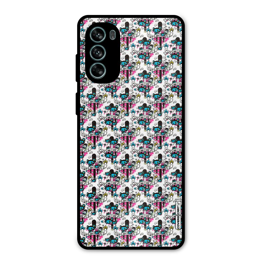 Blue Pink Pattern Metal Back Case for Moto G62