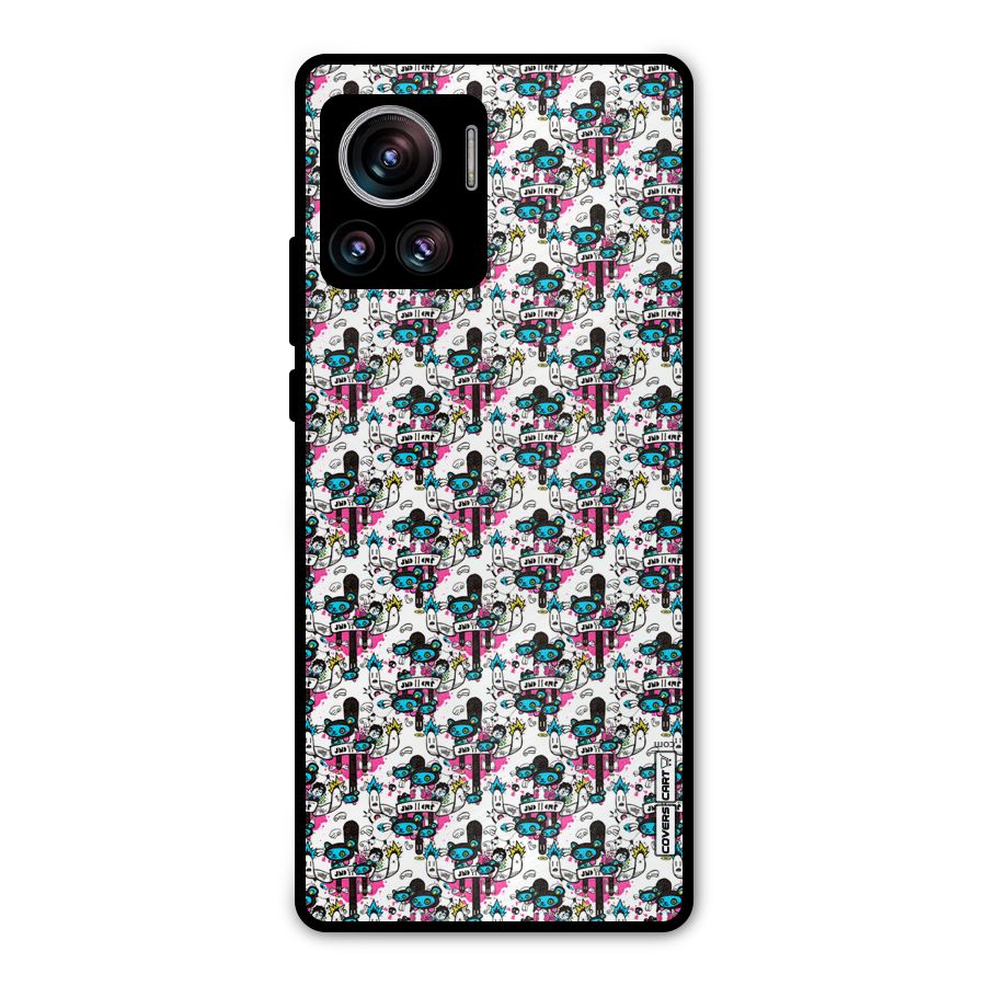 Blue Pink Pattern Metal Back Case for Motorola Edge 30 Ultra