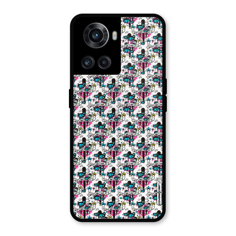 Blue Pink Pattern Metal Back Case for OnePlus 10R