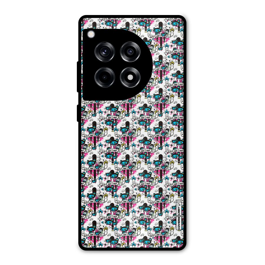Blue Pink Pattern Metal Back Case for OnePlus 12R
