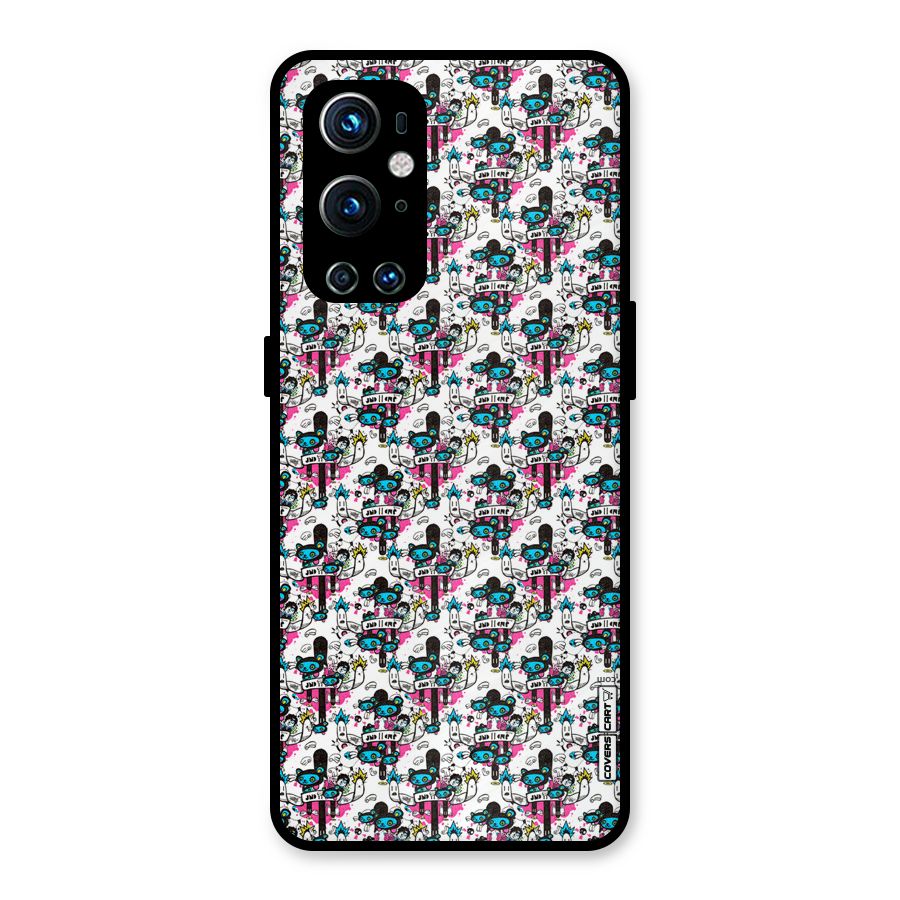 Blue Pink Pattern Metal Back Case for OnePlus 9 Pro