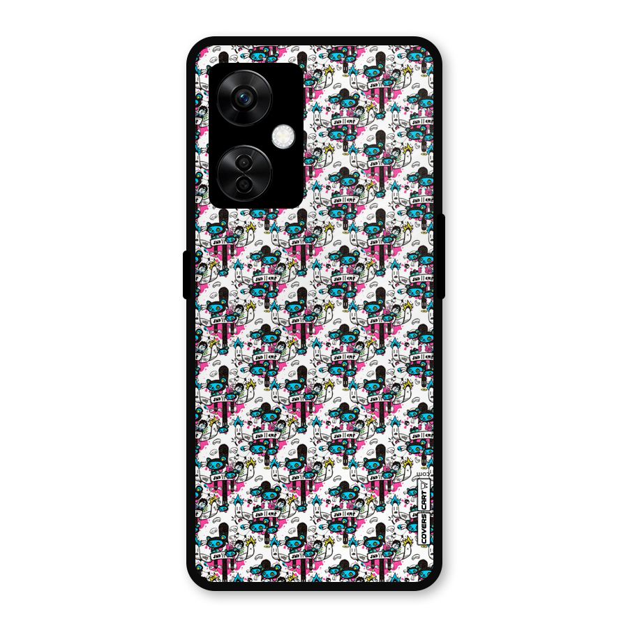 Blue Pink Pattern Metal Back Case for OnePlus Nord CE 3 Lite