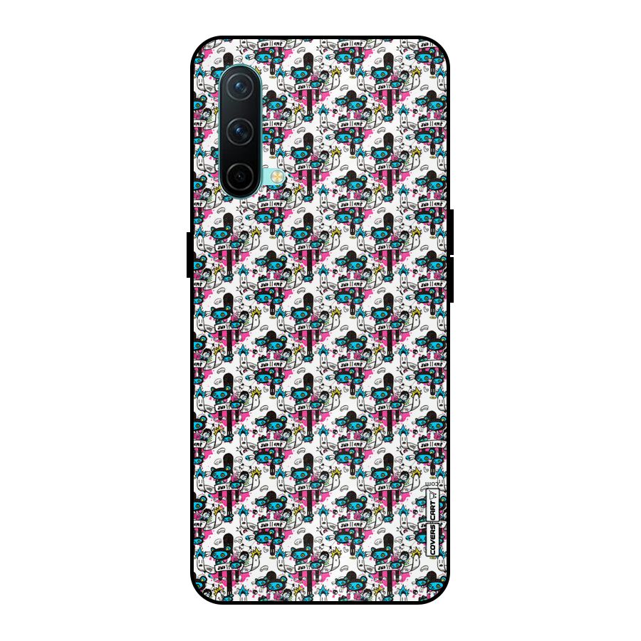 Blue Pink Pattern Metal Back Case for OnePlus Nord CE 5G
