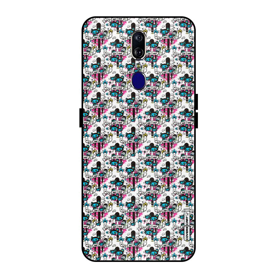 Blue Pink Pattern Metal Back Case for Oppo F11