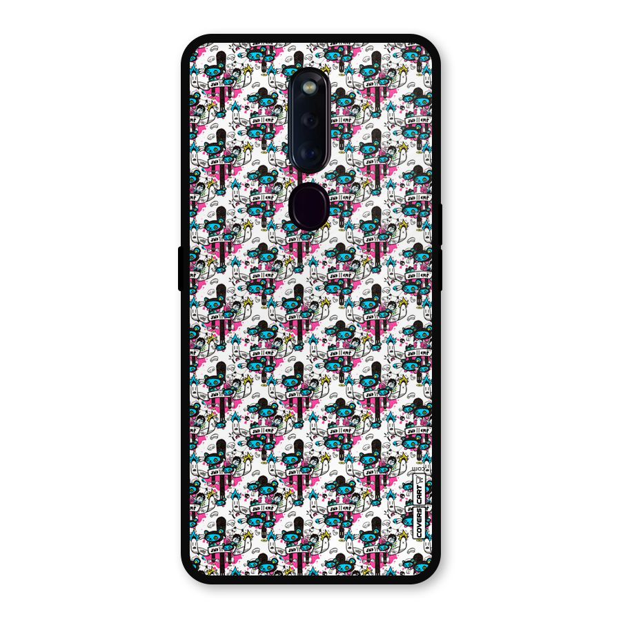 Blue Pink Pattern Metal Back Case for Oppo F11 Pro