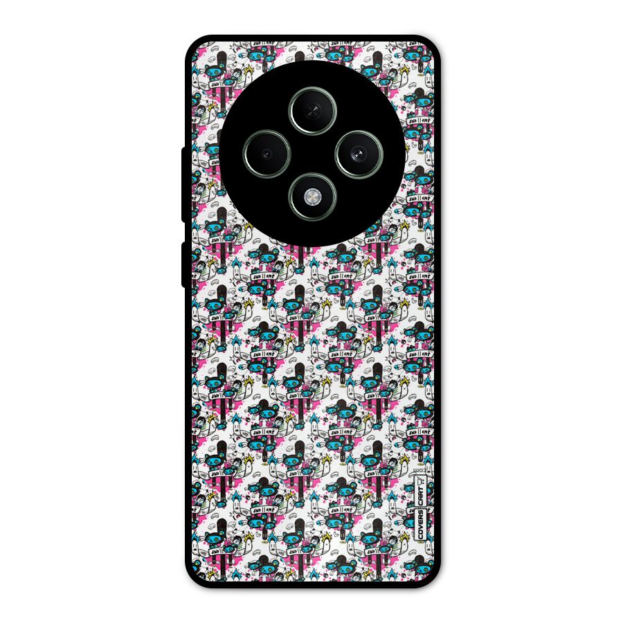 Blue Pink Pattern Metal Back Case for Oppo F27