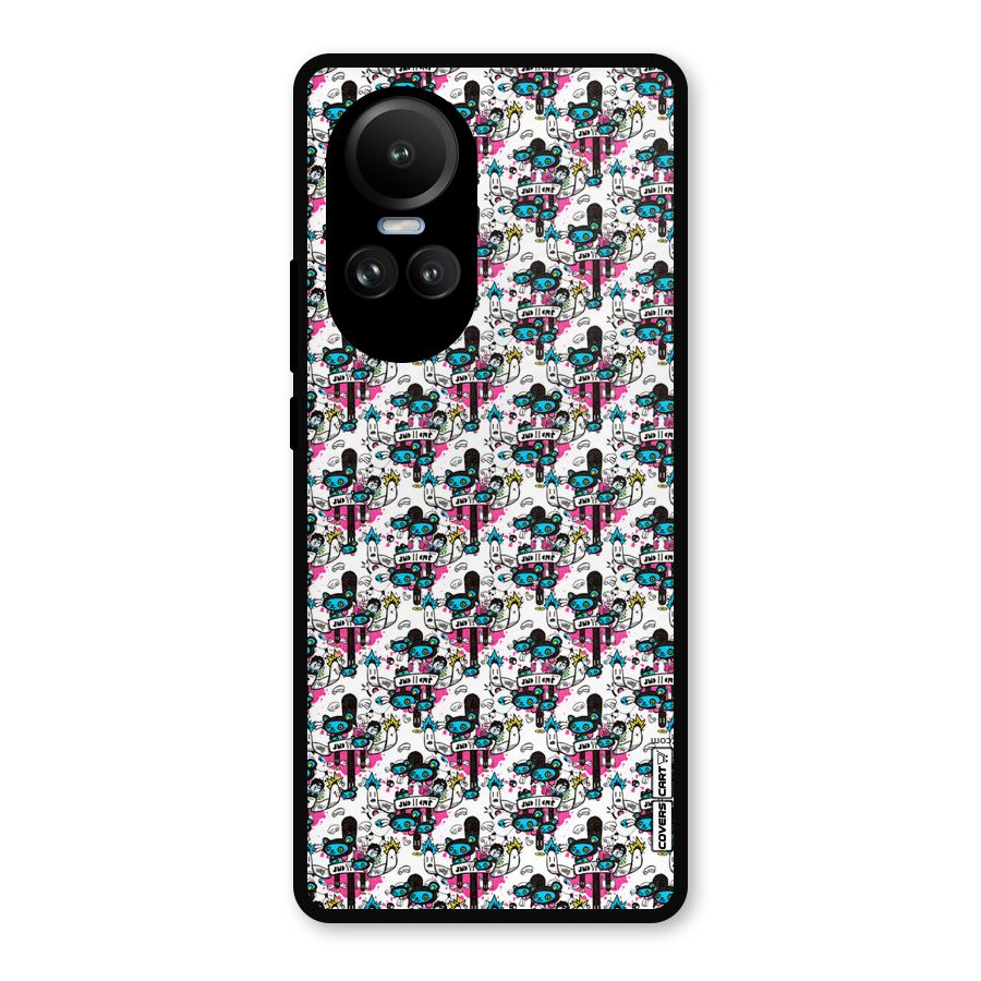 Blue Pink Pattern Metal Back Case for Oppo Reno10 Pro