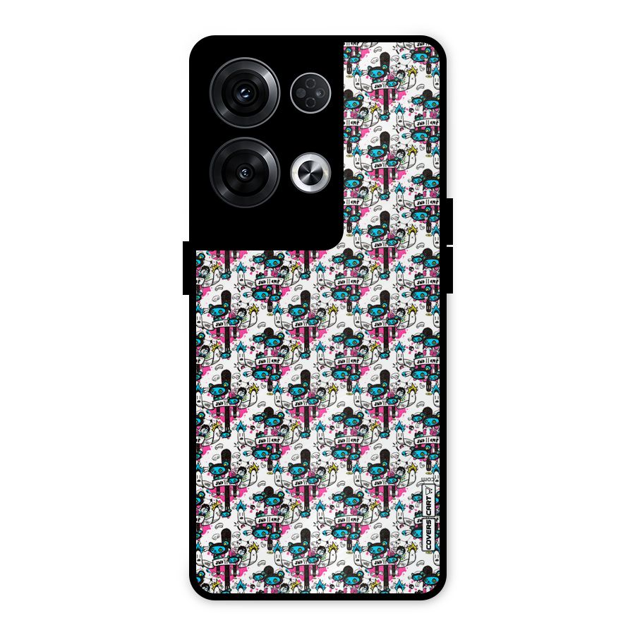 Blue Pink Pattern Metal Back Case for Oppo Reno8 Pro 5G