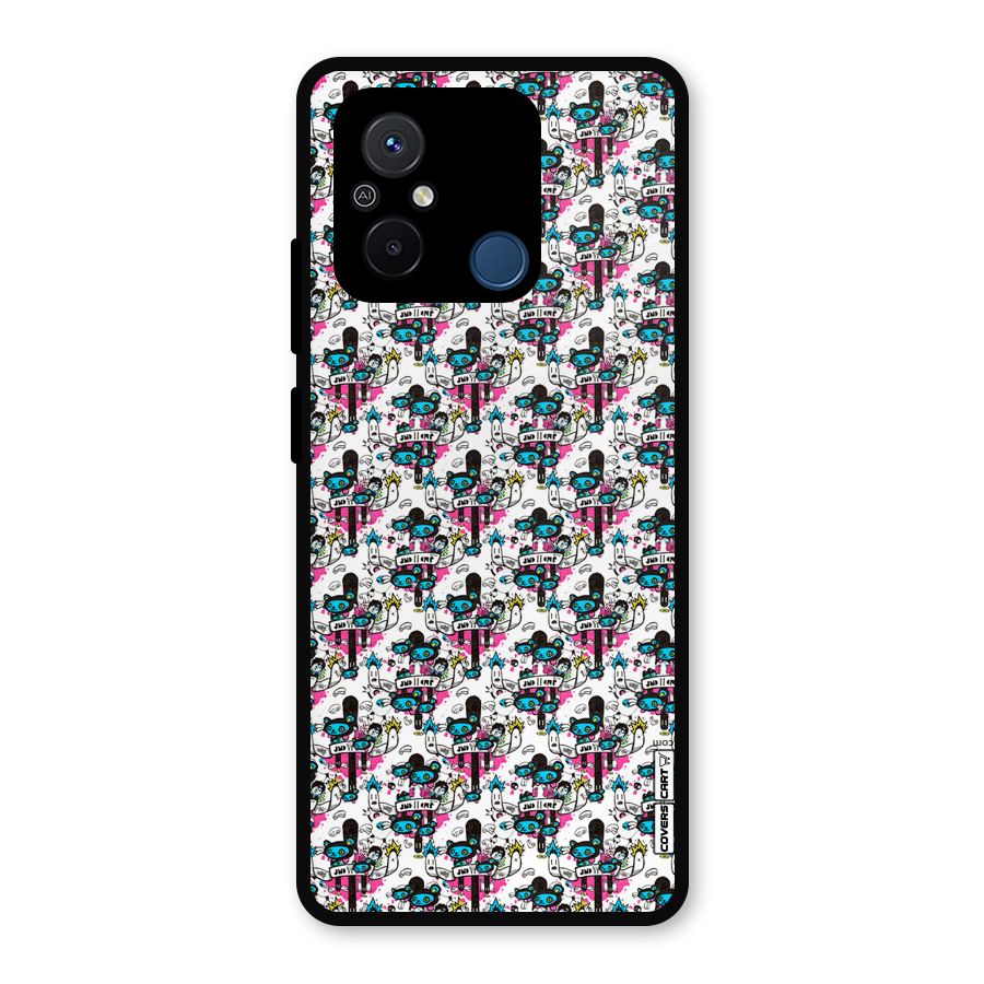 Blue Pink Pattern Metal Back Case for Poco C55
