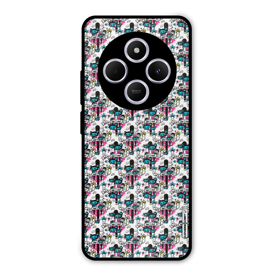 Blue Pink Pattern Metal Back Case for Poco C75 5G