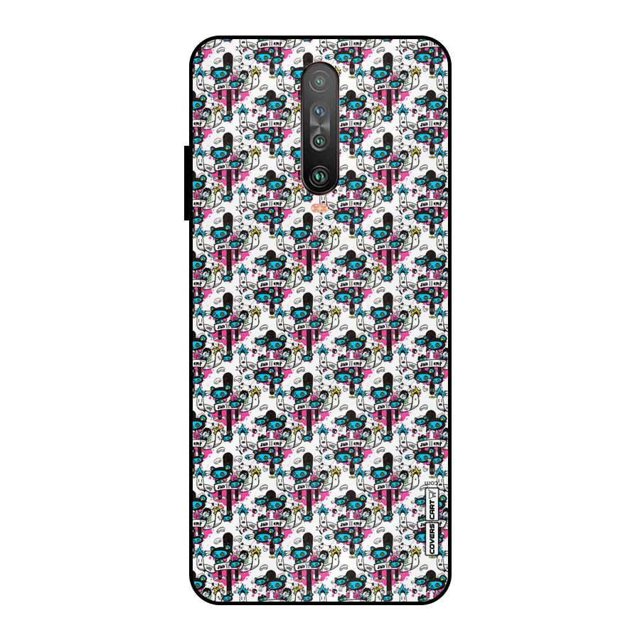 Blue Pink Pattern Metal Back Case for Poco X2