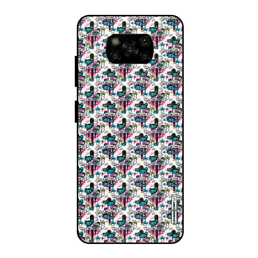 Blue Pink Pattern Metal Back Case for Poco X3