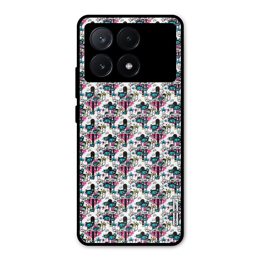 Blue Pink Pattern Metal Back Case for Poco X6 Pro