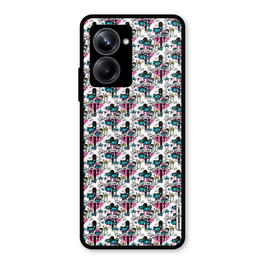 Blue Pink Pattern Metal Back Case for Realme 10 Pro