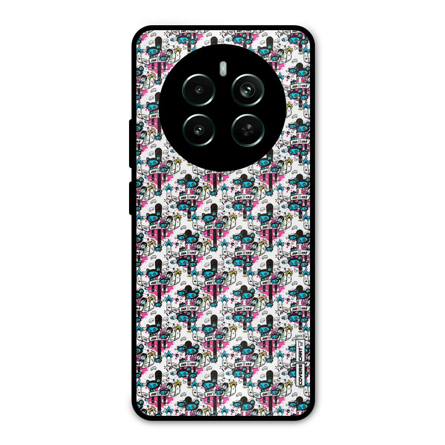 Blue Pink Pattern Metal Back Case for Realme 12 Plus