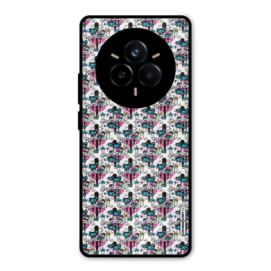 Blue Pink Pattern Metal Back Case for Realme 14 Pro Plus