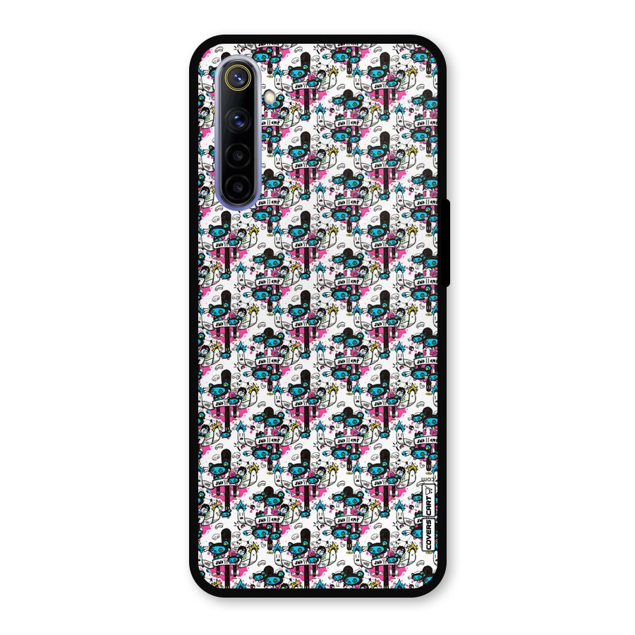 Blue Pink Pattern Metal Back Case for Realme 6