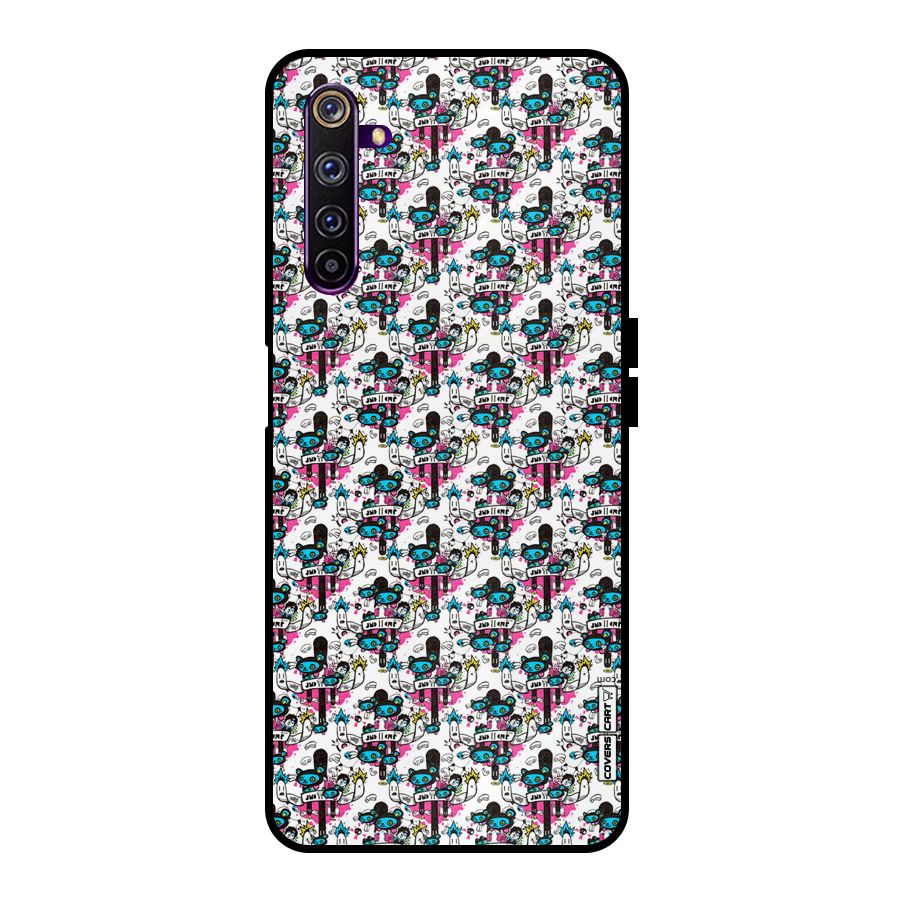 Blue Pink Pattern Metal Back Case for Realme 6 Pro