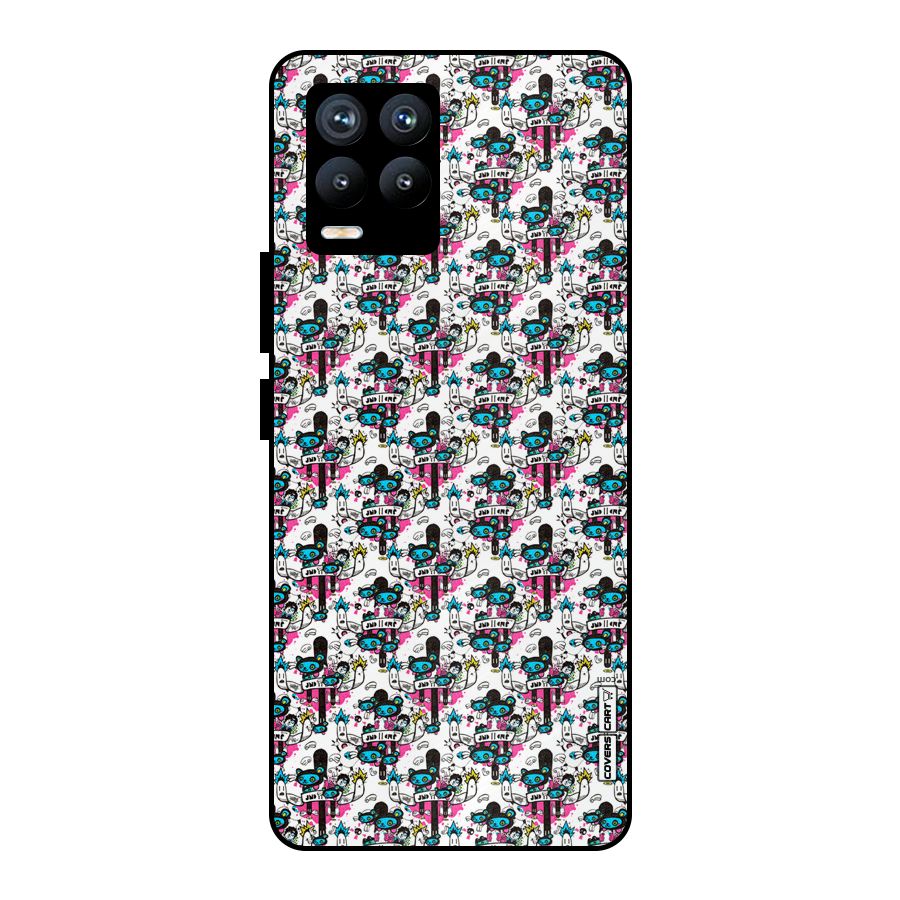 Blue Pink Pattern Metal Back Case for Realme 8 Pro
