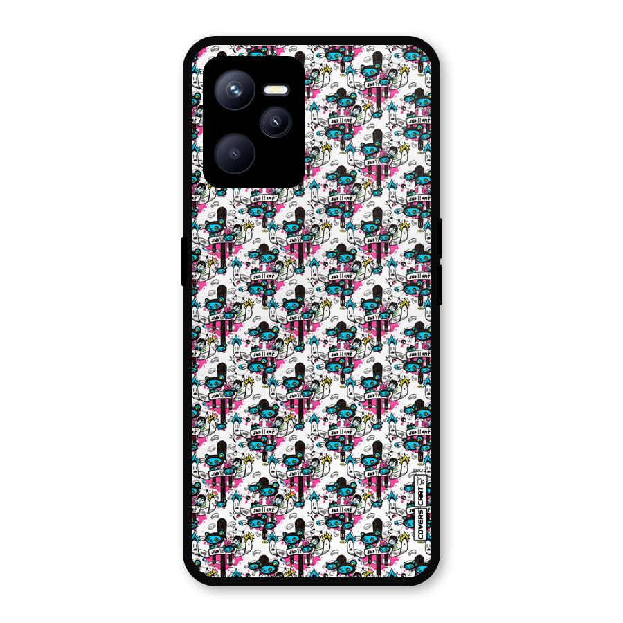 Blue Pink Pattern Metal Back Case for Realme C35