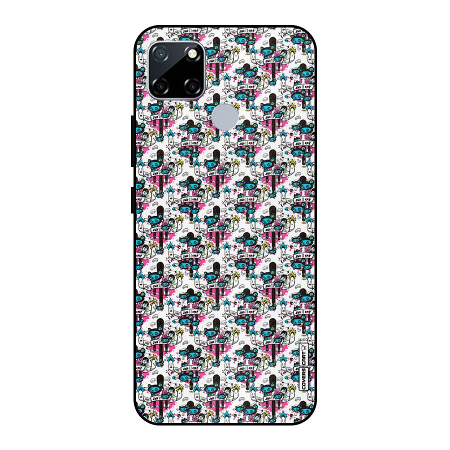 Blue Pink Pattern Metal Back Case for Realme Narzo 20