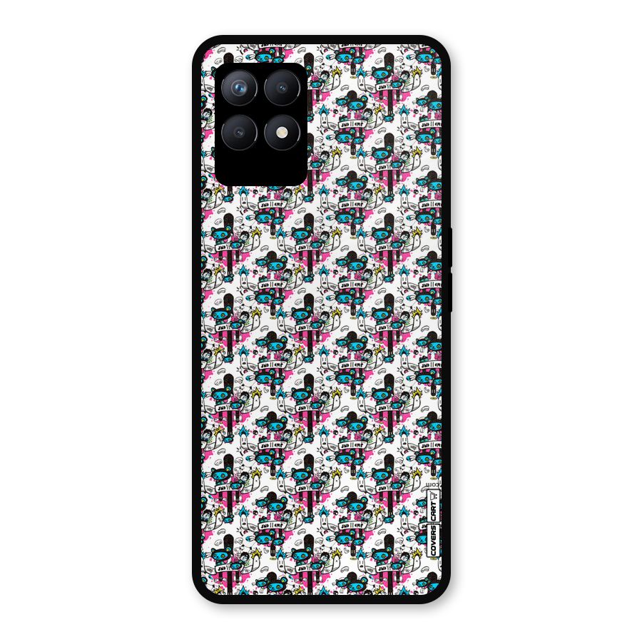 Blue Pink Pattern Metal Back Case for Realme Narzo 50
