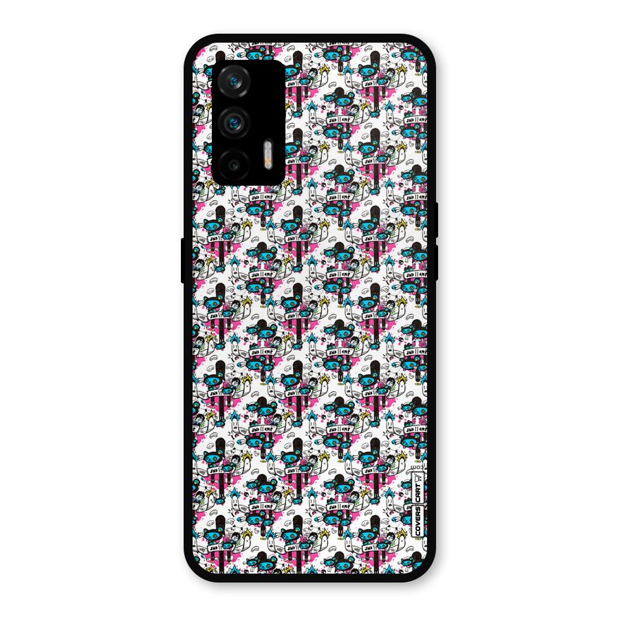 Blue Pink Pattern Metal Back Case for Realme X7 Max