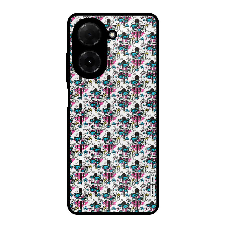 Blue Pink Pattern Metal Back Case for Redmi A5 4G