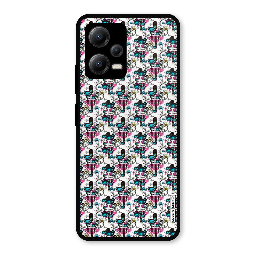 Blue Pink Pattern Metal Back Case for Redmi Note 12 5G