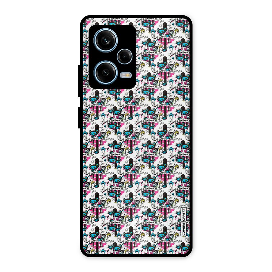 Blue Pink Pattern Metal Back Case for Redmi Note 12 Pro