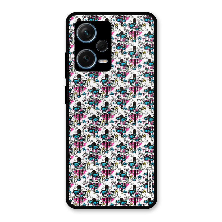 Blue Pink Pattern Metal Back Case for Redmi Note 12 Pro Plus 5G