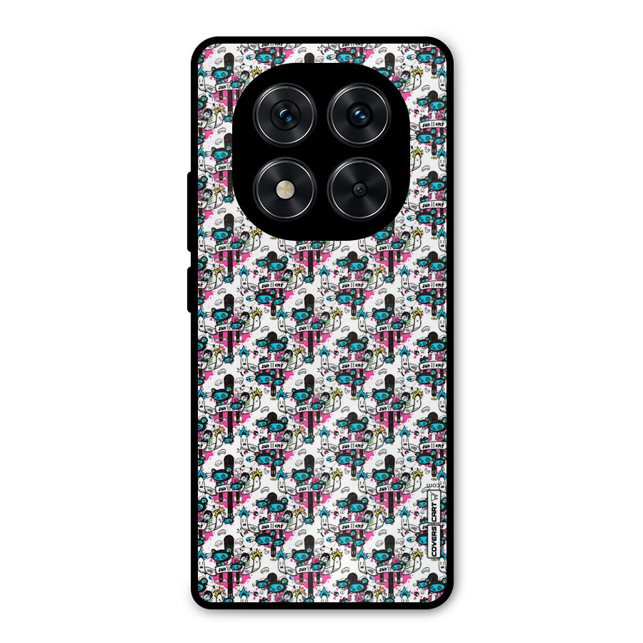 Blue Pink Pattern Metal Back Case for Redmi Note 14 Pro 5G