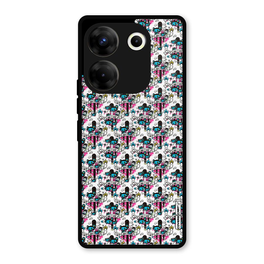 Blue Pink Pattern Metal Back Case for Tecno Camon 20 Pro