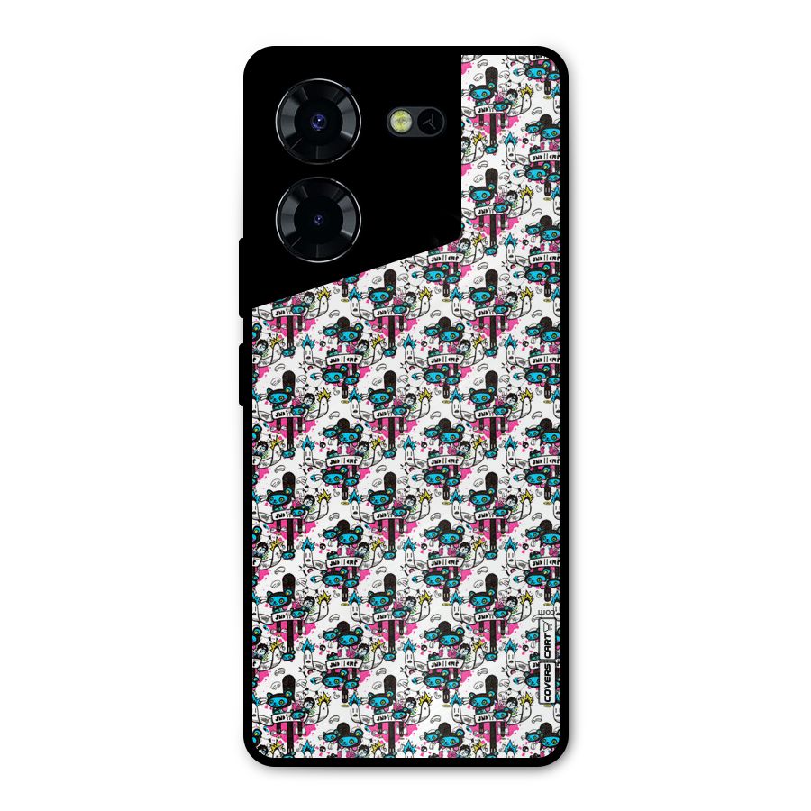 Blue Pink Pattern Metal Back Case for Tecno Pova 5 Pro 5G