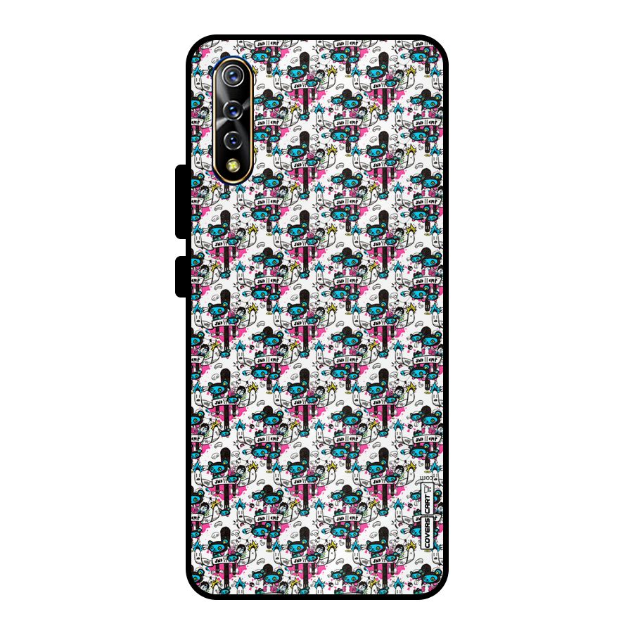 Blue Pink Pattern Metal Back Case for Vivo S1