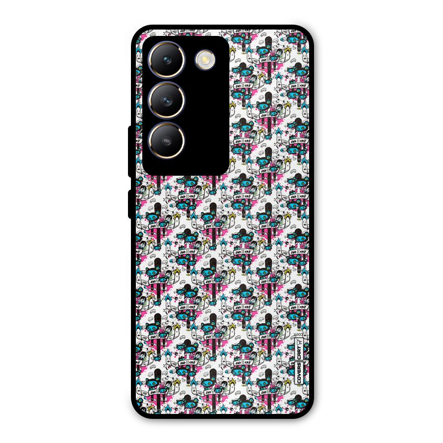 Blue Pink Pattern Metal Back Case for Vivo T3 5G