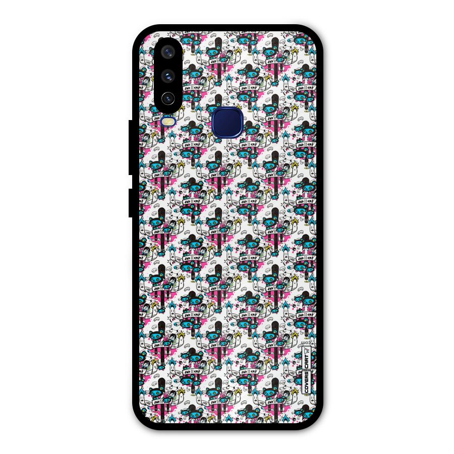 Blue Pink Pattern Metal Back Case for Vivo V17