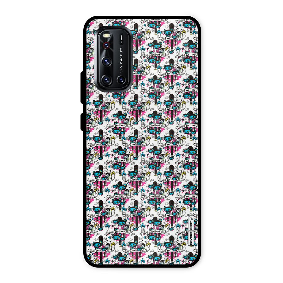 Blue Pink Pattern Metal Back Case for Vivo V19