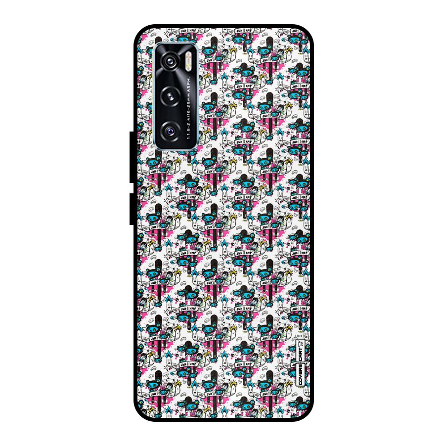 Blue Pink Pattern Metal Back Case for Vivo V20 SE